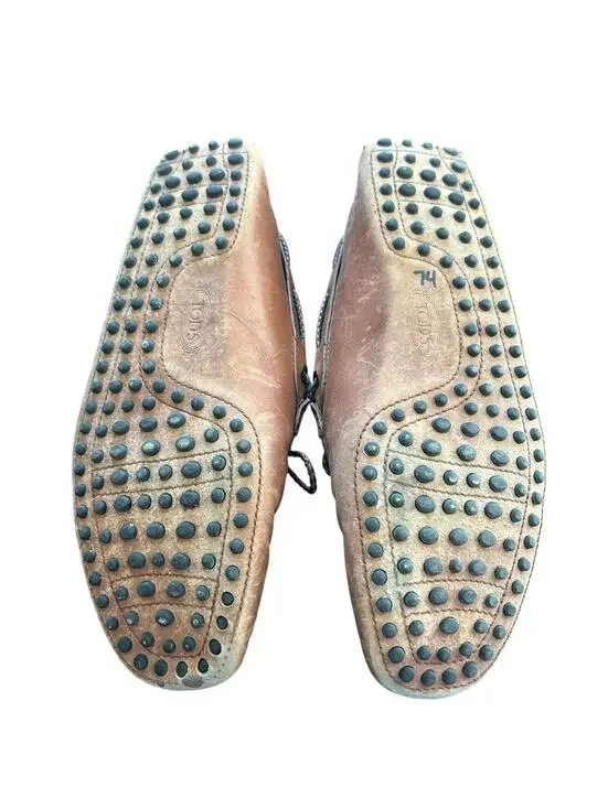 Tod’s Gommino Driving Loafers Brown Leather Tie Pebble Sole Men’s 7 Italy - Picture 6 of 9